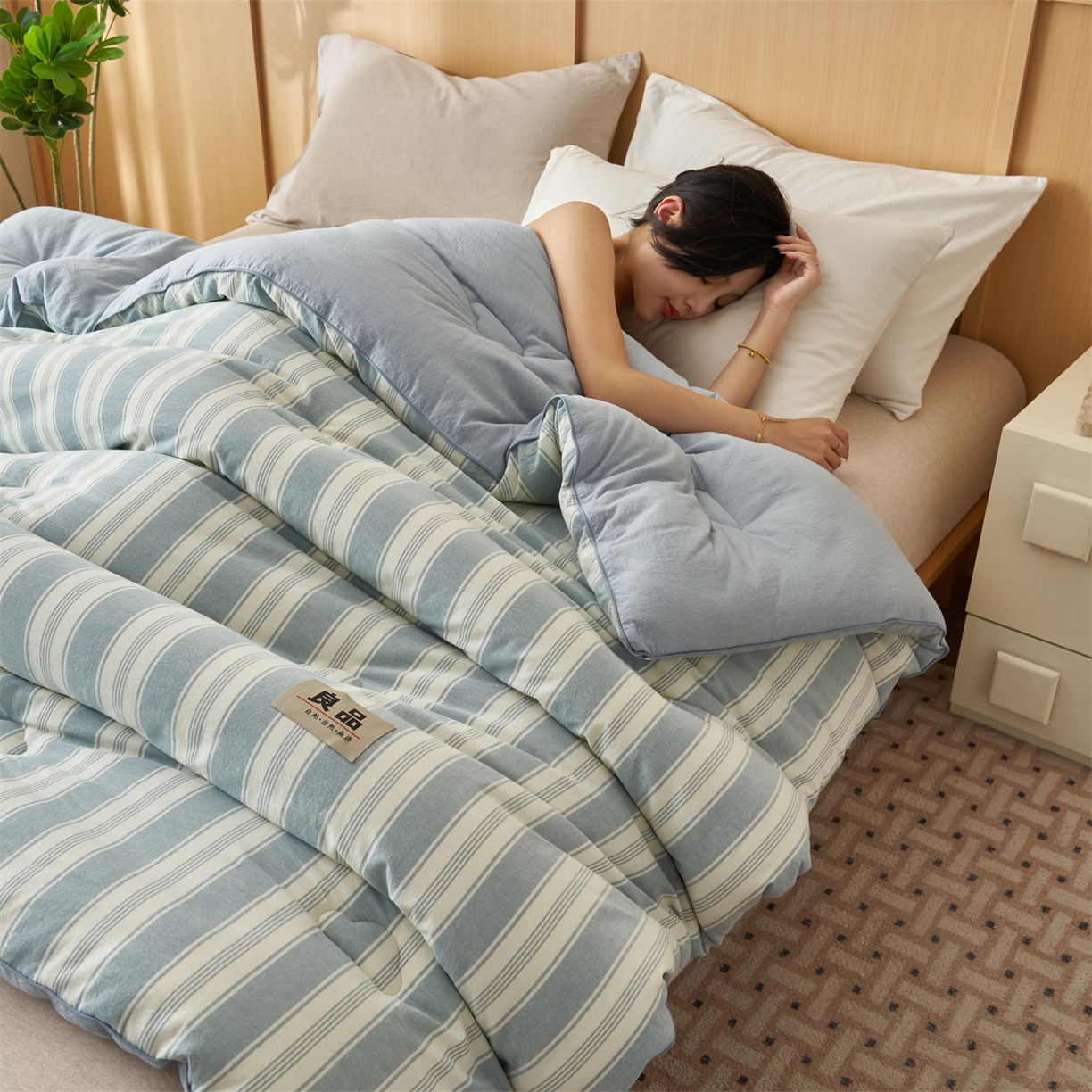 91家纺网 家纺一手货源 找家纺 趣色家纺 2025新款色织格子里外全棉纯棉棉花冬被被子被芯 布莱格