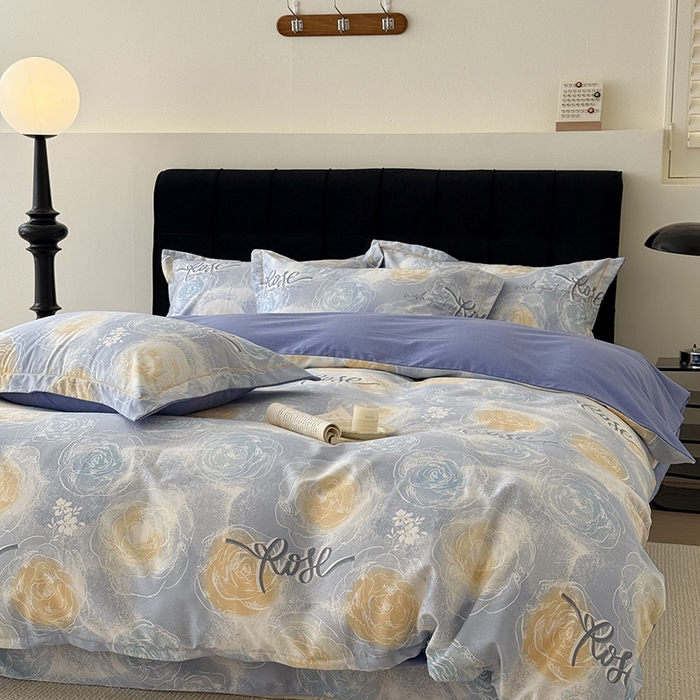 91家纺网 家纺一手货源 找家纺 于果 2025新款暖绒磨毛四件套 花香满园