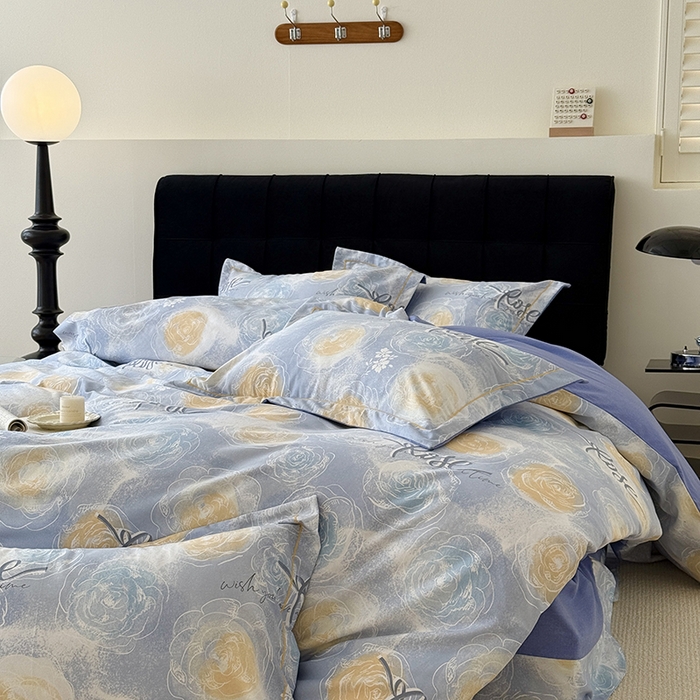 91家纺网 家纺一手货源 找家纺 于果 2025新款暖绒磨毛四件套 花香满园