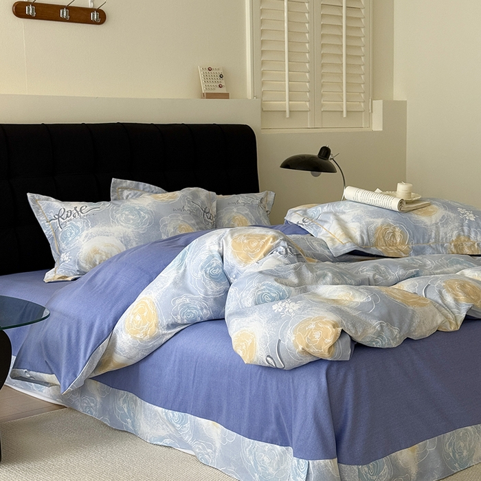 91家纺网 家纺一手货源 找家纺 于果 2025新款暖绒磨毛四件套 花香满园