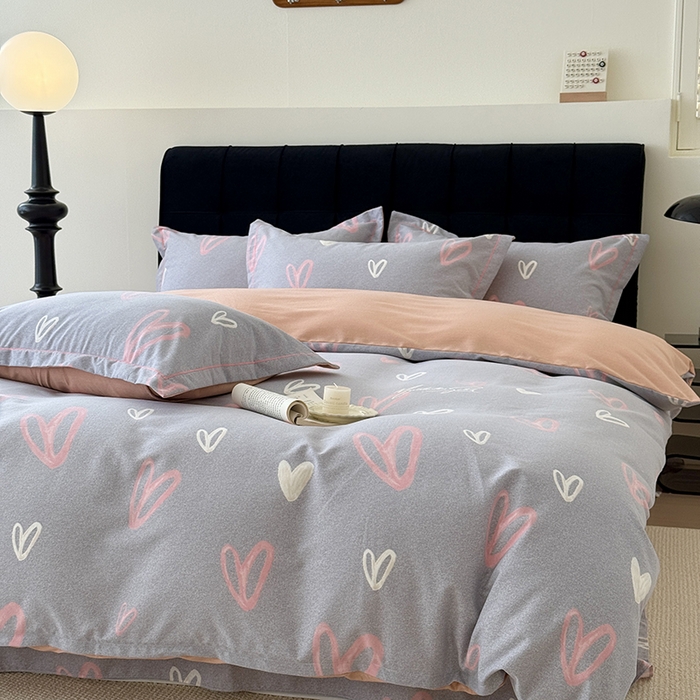 91家纺网 家纺一手货源 找家纺 于果 2025新款暖绒磨毛四件套 经典爱心