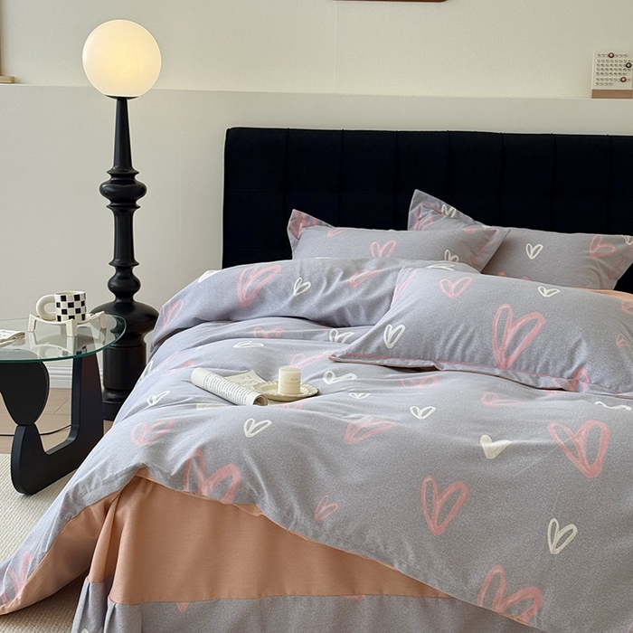 91家纺网 家纺一手货源 找家纺 于果 2025新款暖绒磨毛四件套 经典爱心