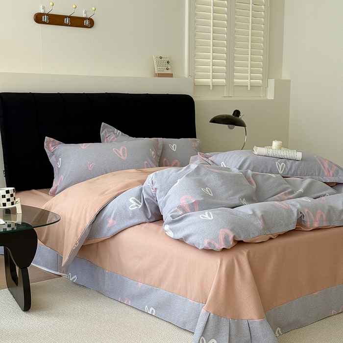 91家纺网 家纺一手货源 找家纺 于果 2025新款暖绒磨毛四件套 经典爱心