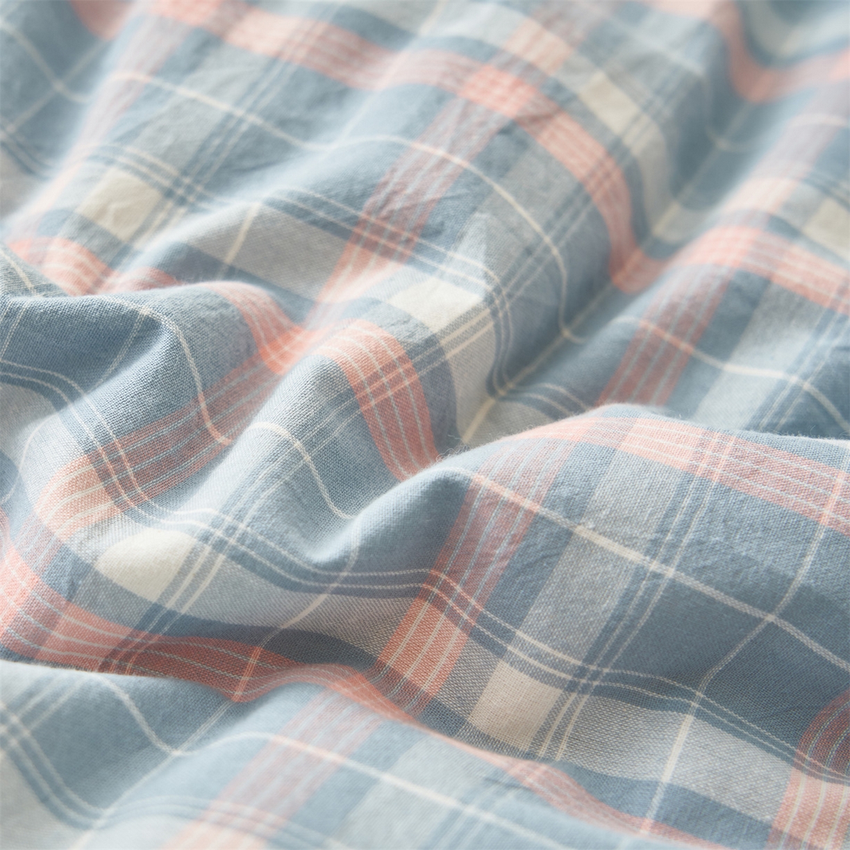 91家纺网 家纺一手货源 找家纺 趣色家纺 2025新款色织格子里外全棉纯棉棉花冬被被子被芯 洛林蓝