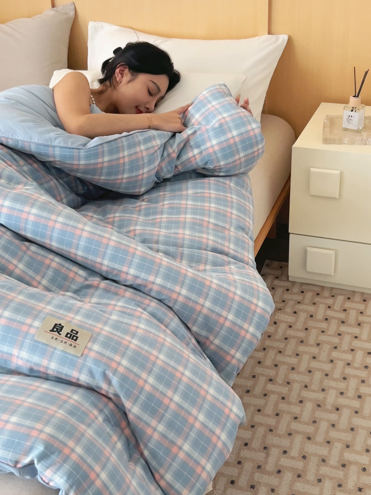 91家纺网 家纺一手货源 找家纺 趣色家纺 2025新款色织格子里外全棉纯棉棉花冬被被子被芯 洛林蓝