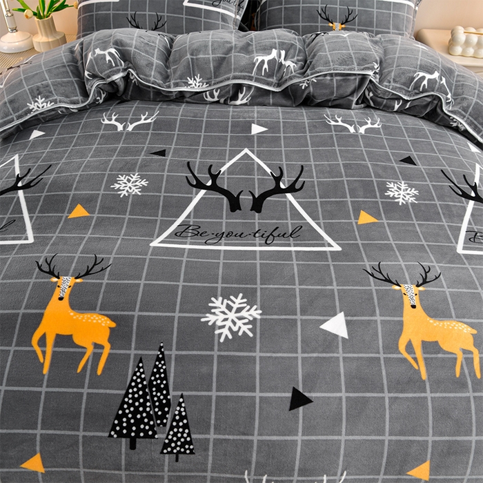 91家纺网 家纺一手货源 找家纺 缘莉娜家纺 2025高克重8斤牛奶绒四件套金貂绒法莱绒加厚保暖直播电商爆款 鹿上时空