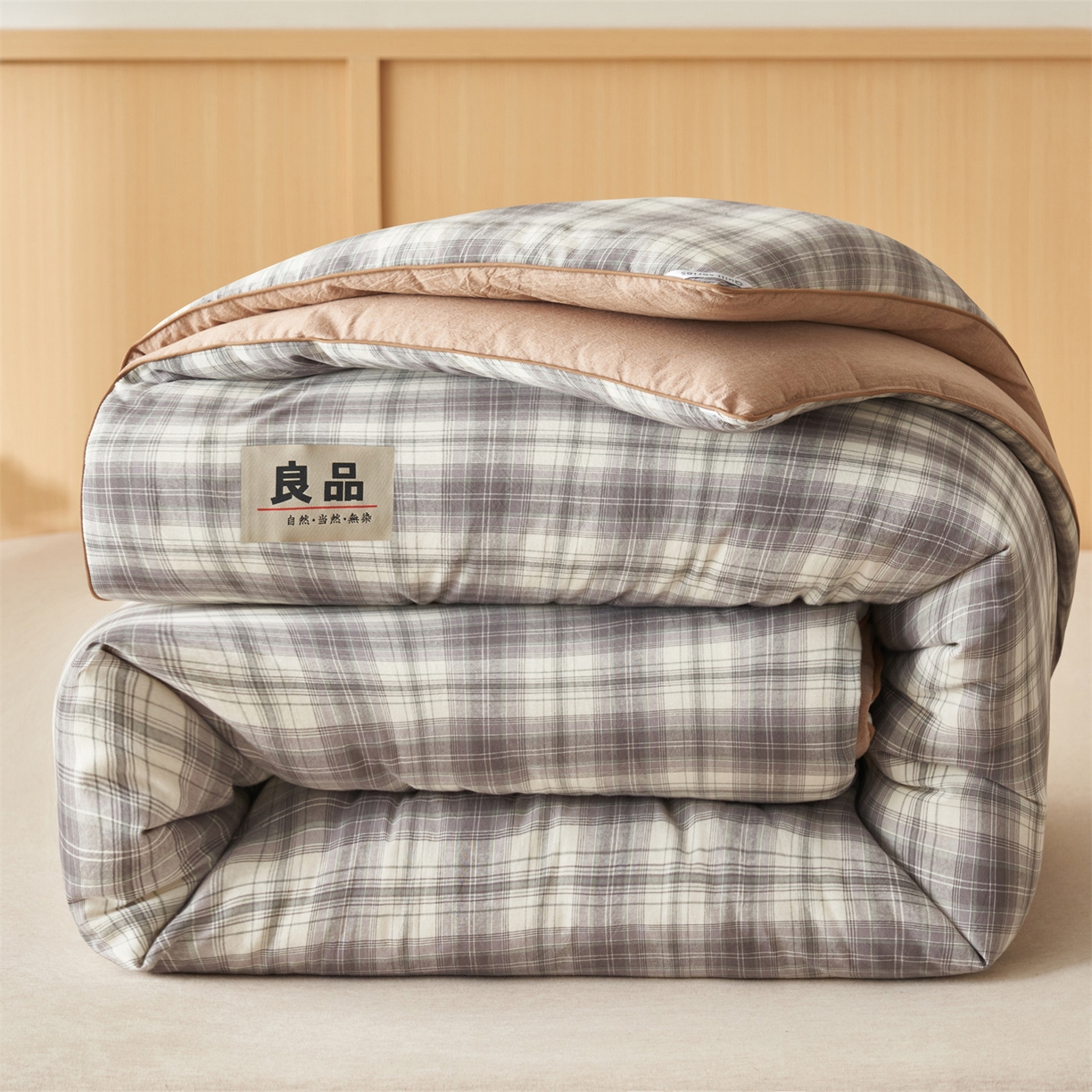 91家纺网 家纺一手货源 找家纺 趣色家纺 2025新款色织格子里外全棉纯棉棉花冬被被子被芯 绅士灰