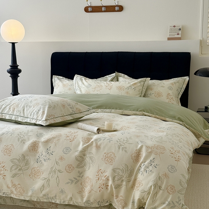 91家纺网 家纺一手货源 找家纺 于果 2025新款暖绒磨毛四件套 梦时光绿