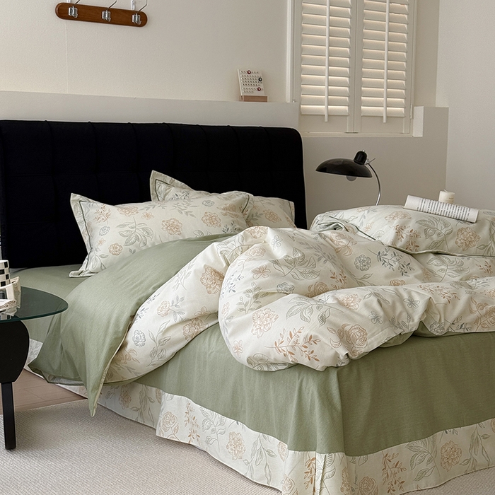 91家纺网 家纺一手货源 找家纺 于果 2025新款暖绒磨毛四件套 梦时光绿