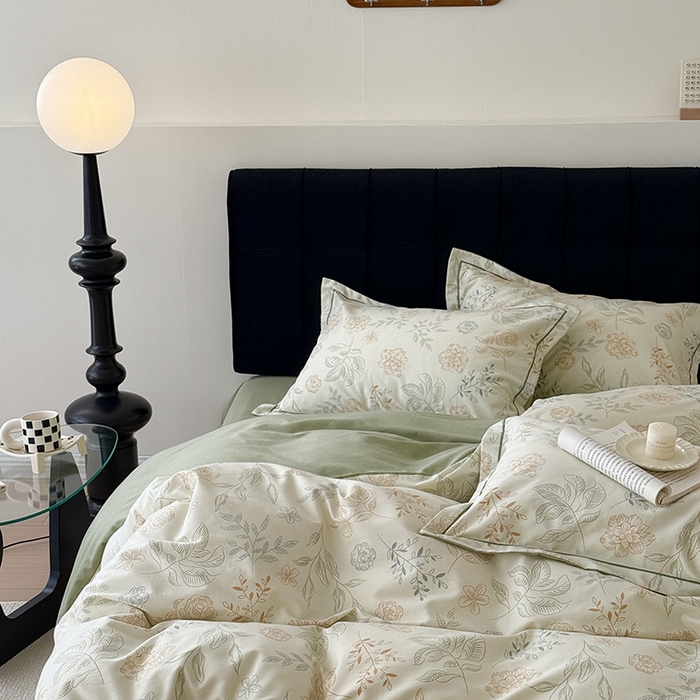 91家纺网 家纺一手货源 找家纺 于果 2025新款暖绒磨毛四件套 梦时光绿