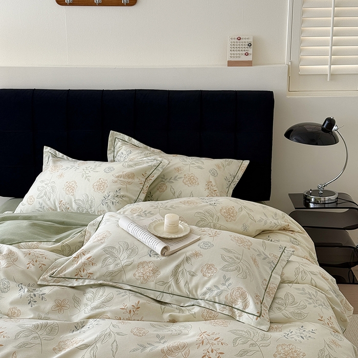 91家纺网 家纺一手货源 找家纺 于果 2025新款暖绒磨毛四件套 梦时光绿