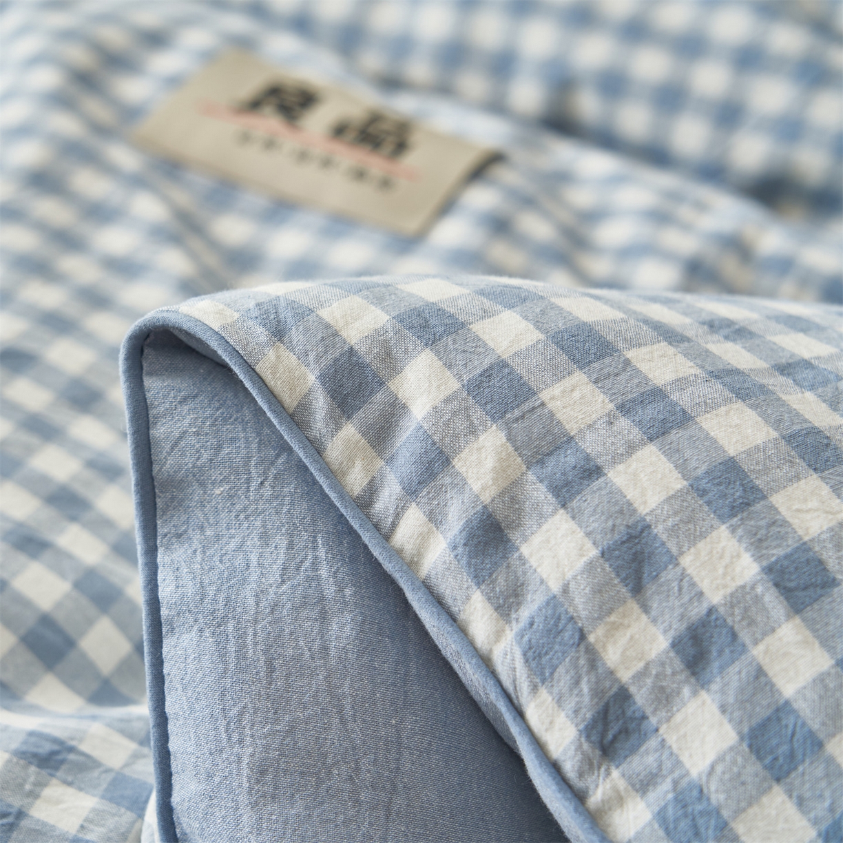 91家纺网 家纺一手货源 找家纺 趣色家纺 2025新款色织格子里外全棉纯棉棉花冬被被子被芯 小蓝格