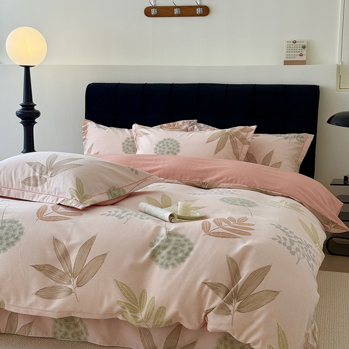 91家纺网 家纺一手货源 找家纺 于果 2025新款暖绒磨毛四件套 芊芊叶语