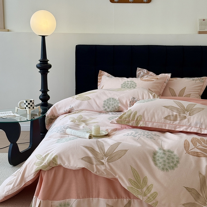 91家纺网 家纺一手货源 找家纺 于果 2025新款暖绒磨毛四件套 芊芊叶语