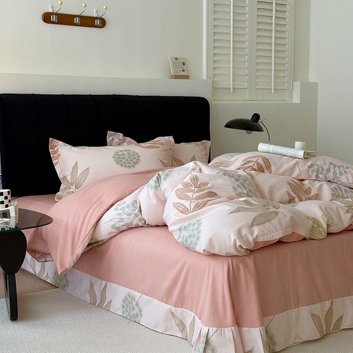 91家纺网 家纺一手货源 找家纺 于果 2025新款暖绒磨毛四件套 芊芊叶语