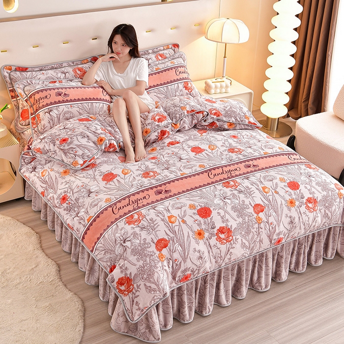 91家纺网 家纺一手货源 找家纺 缘莉娜家纺 2025高克重8斤牛奶绒四件套金貂绒法莱绒加厚保暖直播电商爆款 爱恋