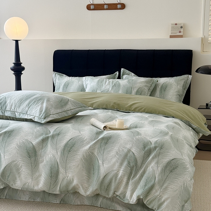 91家纺网 家纺一手货源 找家纺 于果 2025新款暖绒磨毛四件套 闪耀绿