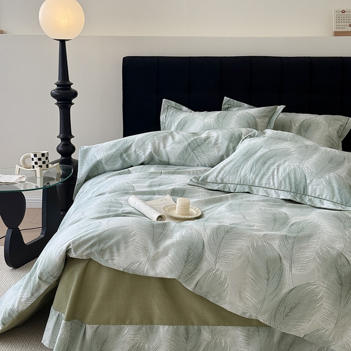 91家纺网 家纺一手货源 找家纺 于果 2025新款暖绒磨毛四件套 闪耀绿