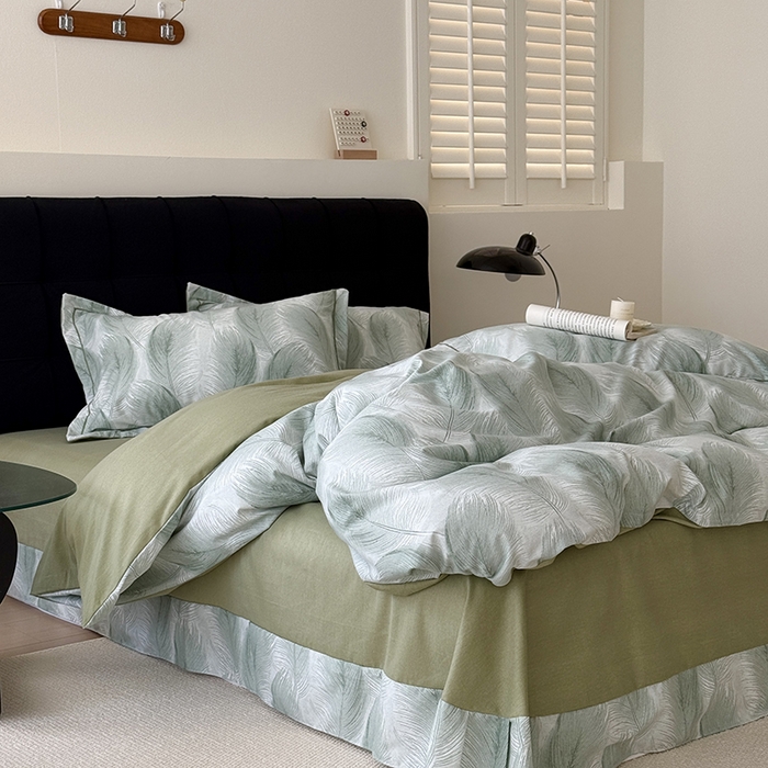 91家纺网 家纺一手货源 找家纺 于果 2025新款暖绒磨毛四件套 闪耀绿