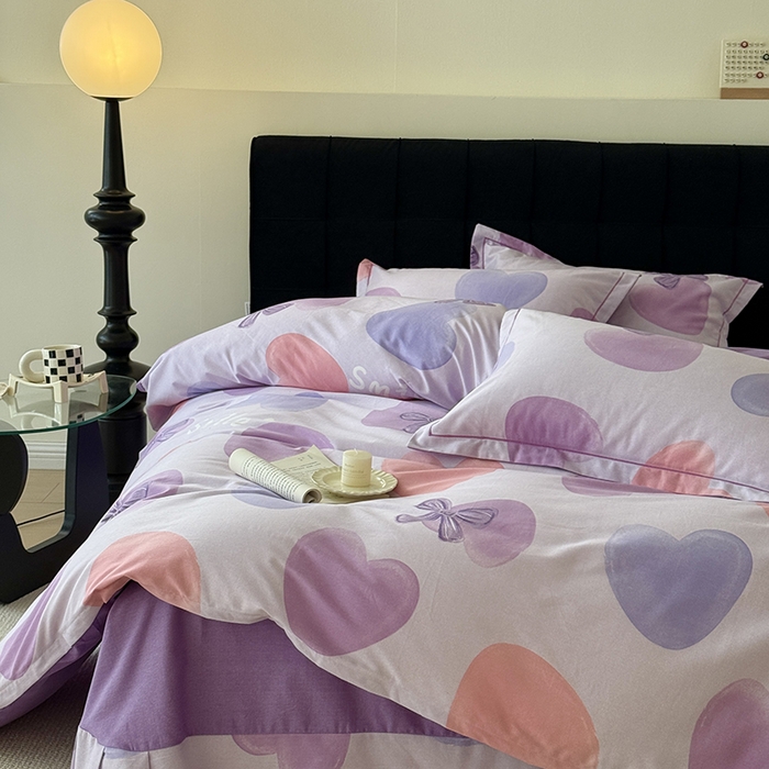 91家纺网 家纺一手货源 找家纺 于果 2025新款暖绒磨毛四件套 心心念念