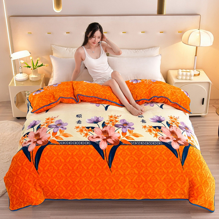 91家纺网 家纺一手货源 找家纺 缘莉娜家纺 2025高克重8斤牛奶绒四件套金貂绒法莱绒加厚保暖直播电商爆款 曼妙顺意