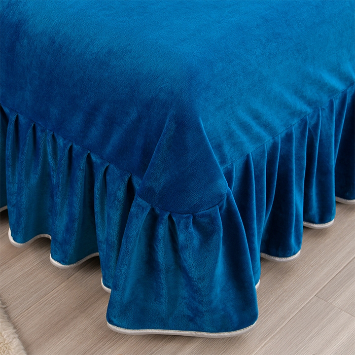 91家纺网 家纺一手货源 找家纺 缘莉娜家纺 2025高克重8斤牛奶绒四件套金貂绒法莱绒加厚保暖直播电商爆款 深蓝