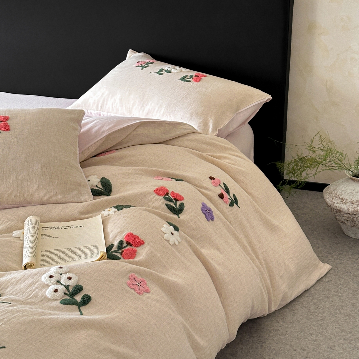 91家纺网 家纺一手货源 找家纺 （总）雅居纺家纺 2025新款棉麻+全棉磨毛毛巾绣四件套