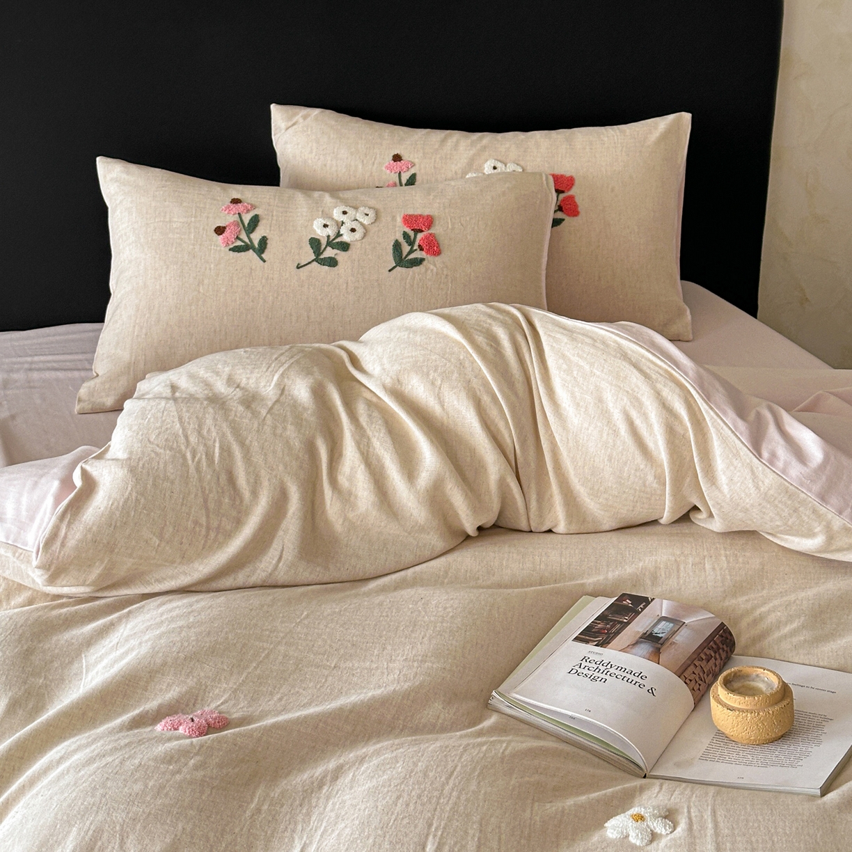 91家纺网 家纺一手货源 找家纺 （总）雅居纺家纺 2025新款棉麻+全棉磨毛毛巾绣四件套