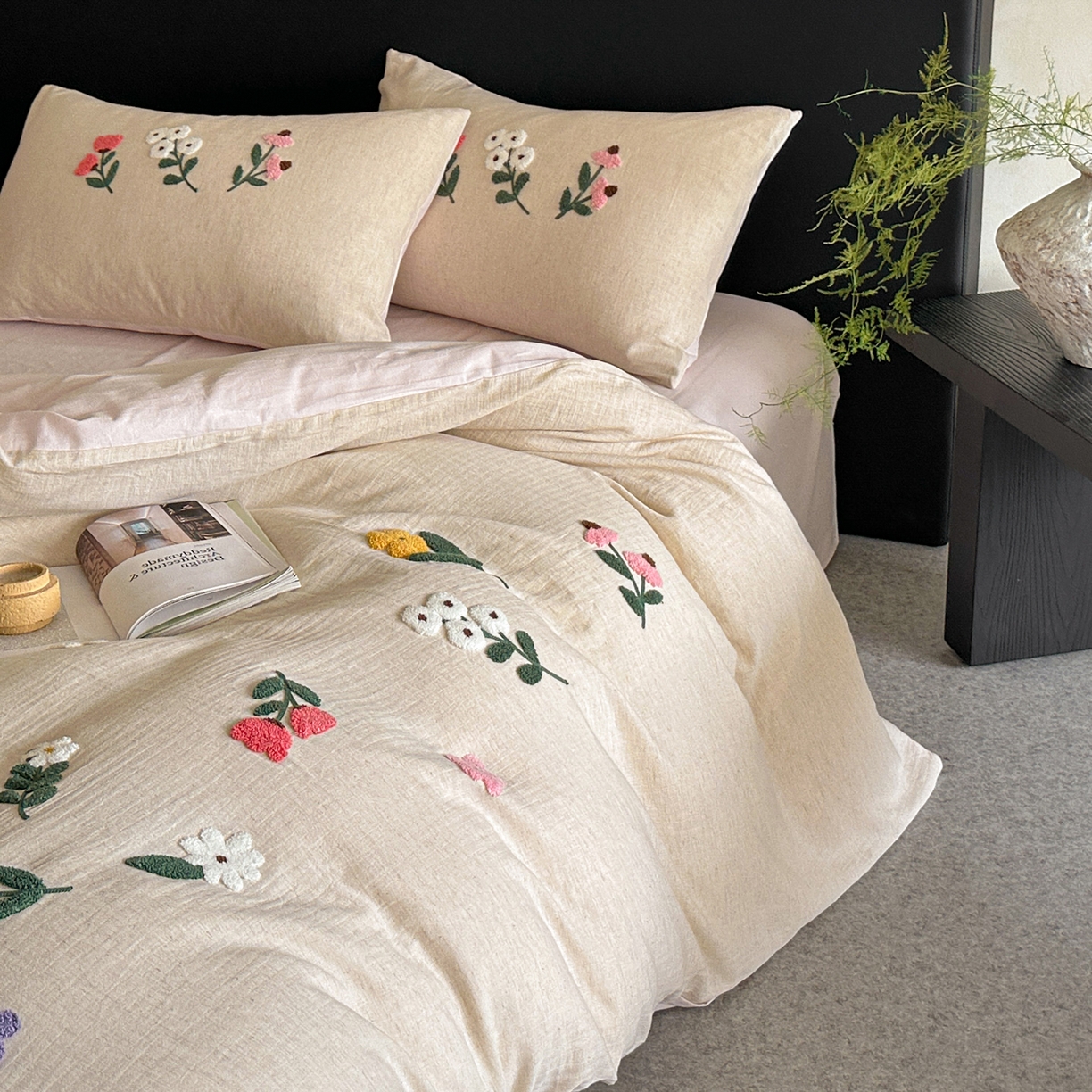 91家纺网 家纺一手货源 找家纺 （总）雅居纺家纺 2025新款棉麻+全棉磨毛毛巾绣四件套