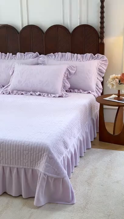 91家纺网 家纺一手货源 找家纺 （总）金绣美居 2025新款加厚雕花牛奶绒床盖款四件套-郁金香（控价不低于219/229）