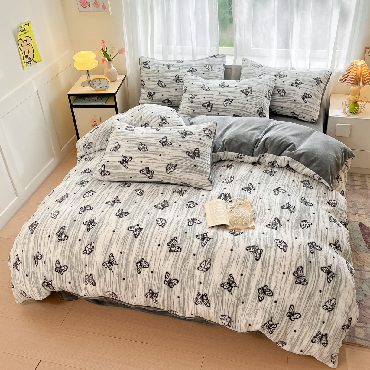 91家纺网 家纺一手货源 找家纺 （总）雅居纺家纺 2025新款雕花牛奶绒四件套-蝴蝶系列