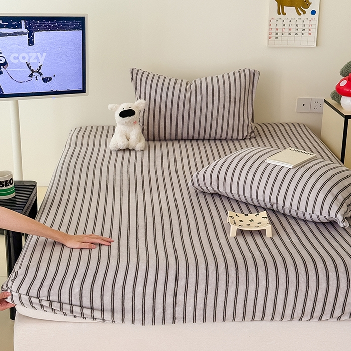 三朵家纺 2025新款牛奶绒印花单床笠 床笠单件 巴音布鲁灰