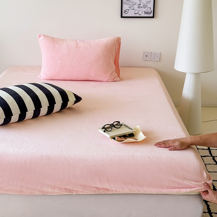 三朵家纺 2025新款牛奶绒印花单床笠 床笠单件 粉玉