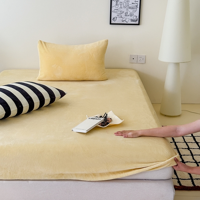 三朵家纺 2025新款牛奶绒印花单床笠 床笠单件 奶黄