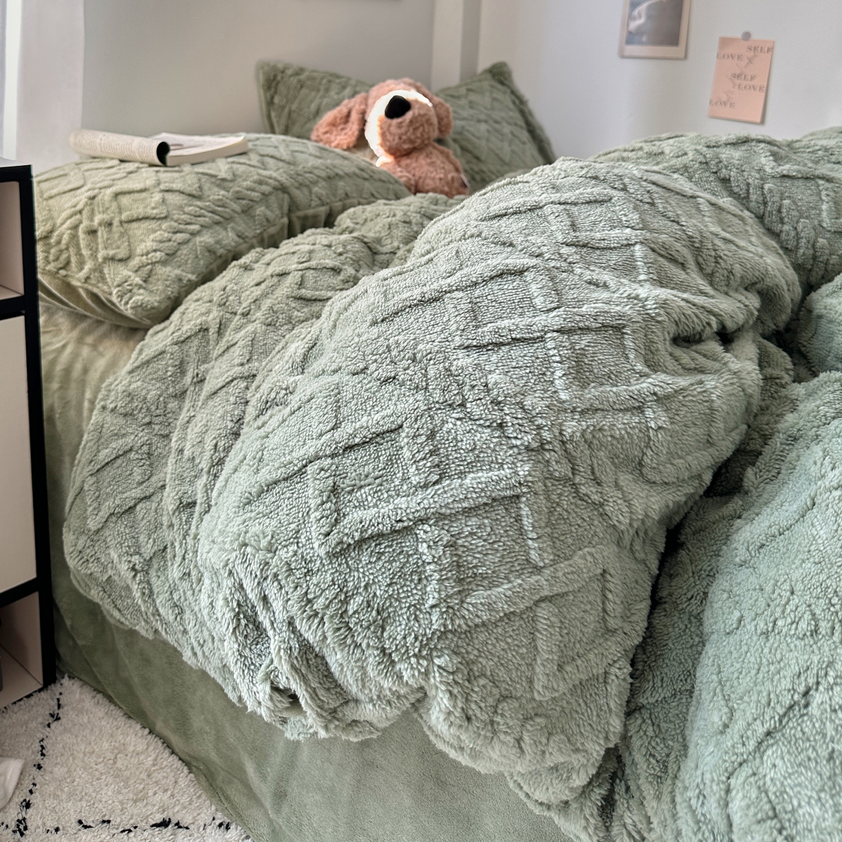 艾咪-Amy ntmy 2025新款治愈系少女风塔芙绒牛奶绒四件套 抹茶