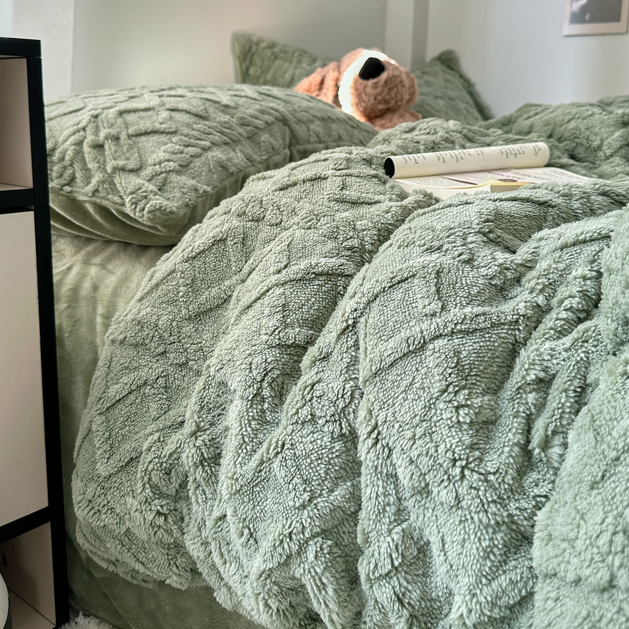 91家纺网 家纺一手货源 找家纺 艾咪-Amy ntmy 2025新款治愈系少女风塔芙绒牛奶绒四件套 抹茶