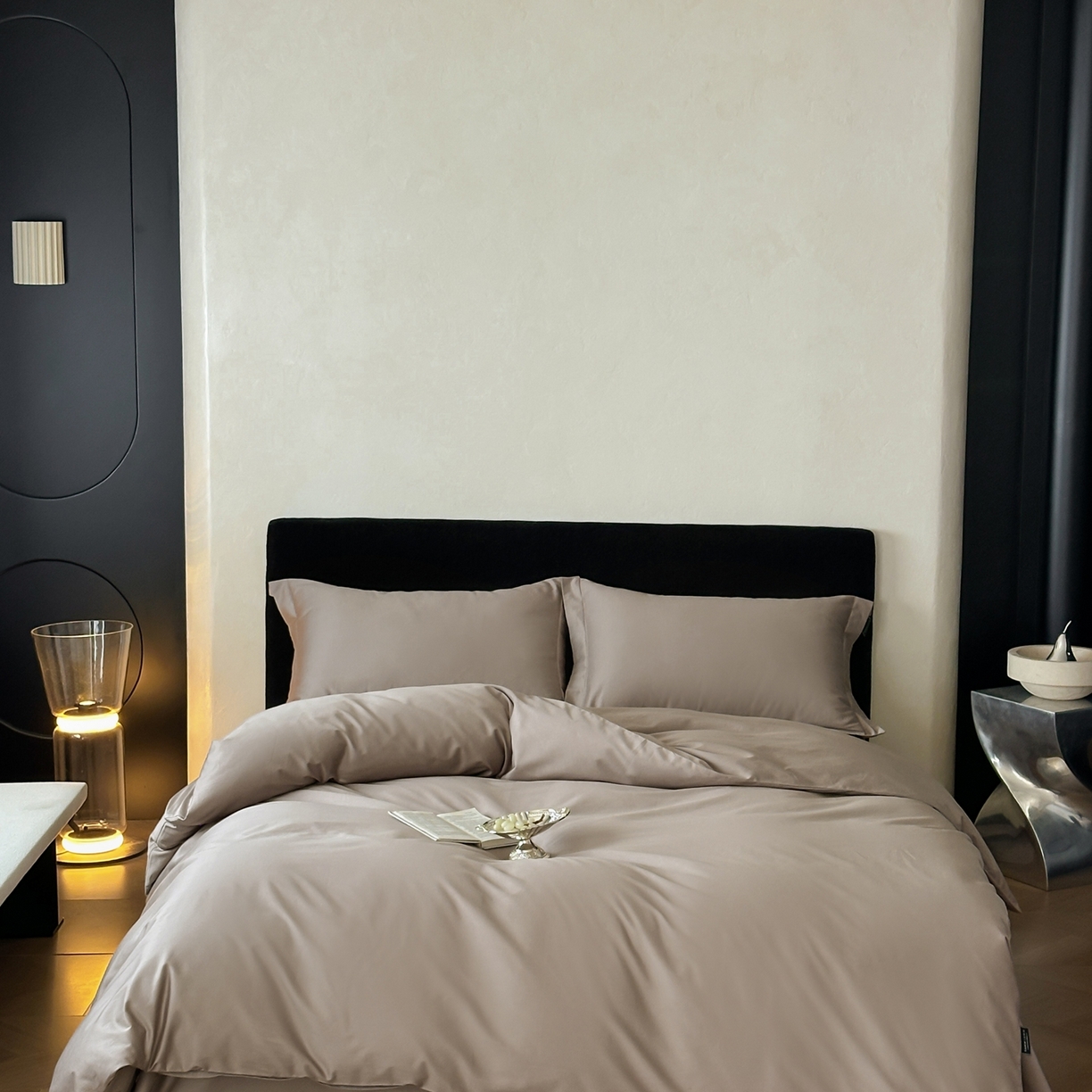 91家纺网 家纺一手货源 找家纺 三味舒屋 2025新款50s全棉纯棉纯色四件套-长期主义 长期主义-茶棕色