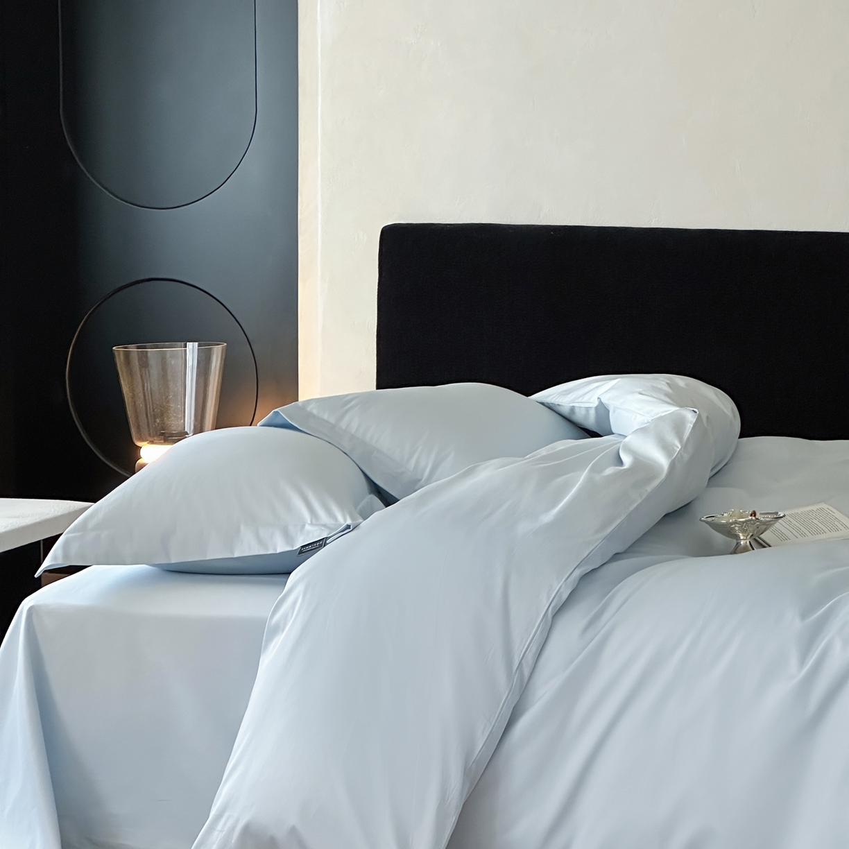 91家纺网 家纺一手货源 找家纺 三味舒屋 2025新款50s全棉纯棉纯色四件套-长期主义 长期主义-净月蓝