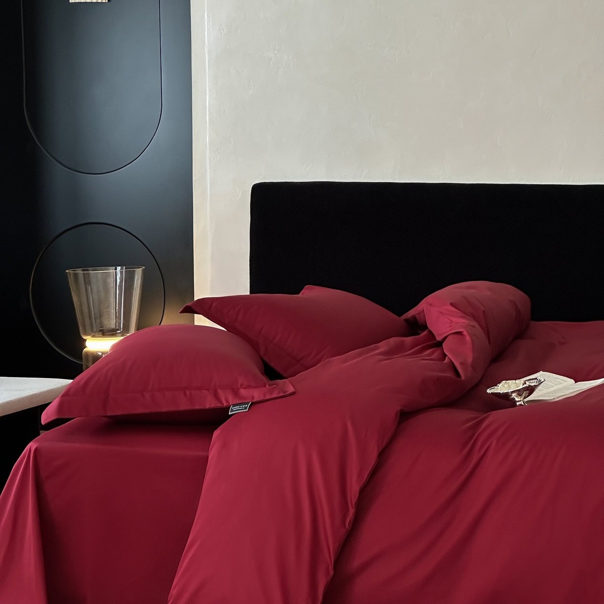 91家纺网 家纺一手货源 找家纺 三味舒屋 2025新款50s全棉纯棉纯色四件套-长期主义 长期主义-朗姆酒红