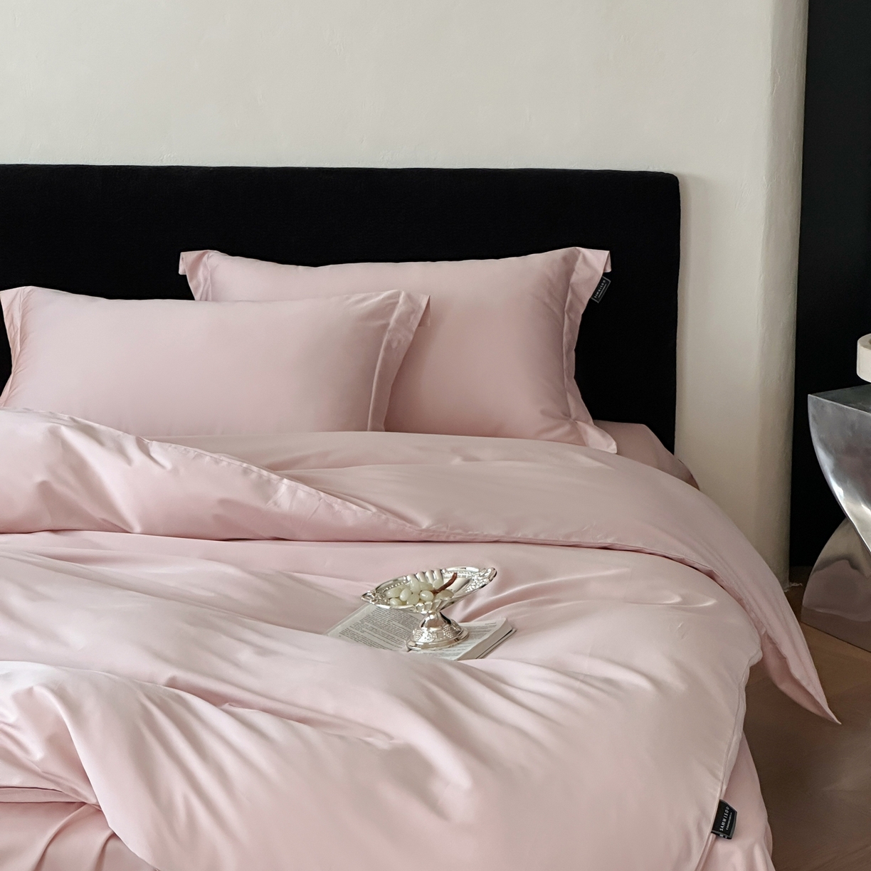 91家纺网 家纺一手货源 找家纺 三味舒屋 2025新款50s全棉纯棉纯色四件套-长期主义 长期主义-白桃乌龙