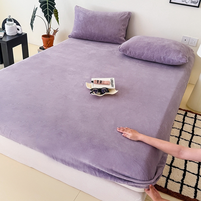 91家纺网 家纺一手货源 找家纺 三朵家纺 2025新款牛奶绒印花单床笠 床笠单件 薰衣草