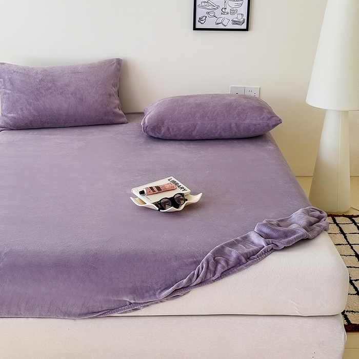 91家纺网 家纺一手货源 找家纺 三朵家纺 2025新款牛奶绒印花单床笠 床笠单件 薰衣草