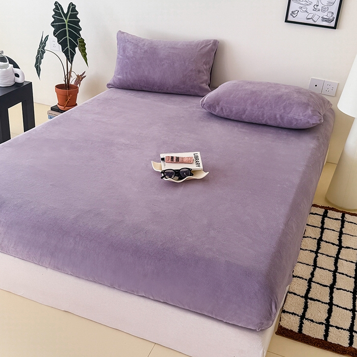 91家纺网 家纺一手货源 找家纺 三朵家纺 2025新款牛奶绒印花单床笠 床笠单件 薰衣草