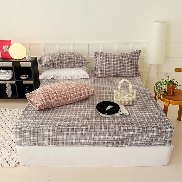 91家纺网 家纺一手货源 找家纺 三朵家纺 2025新款牛奶绒印花单床笠 床笠单件 中古灰格