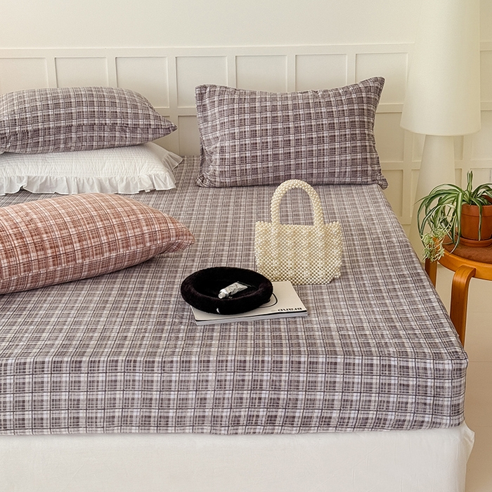 91家纺网 家纺一手货源 找家纺 三朵家纺 2025新款牛奶绒印花单床笠 床笠单件 中古灰格