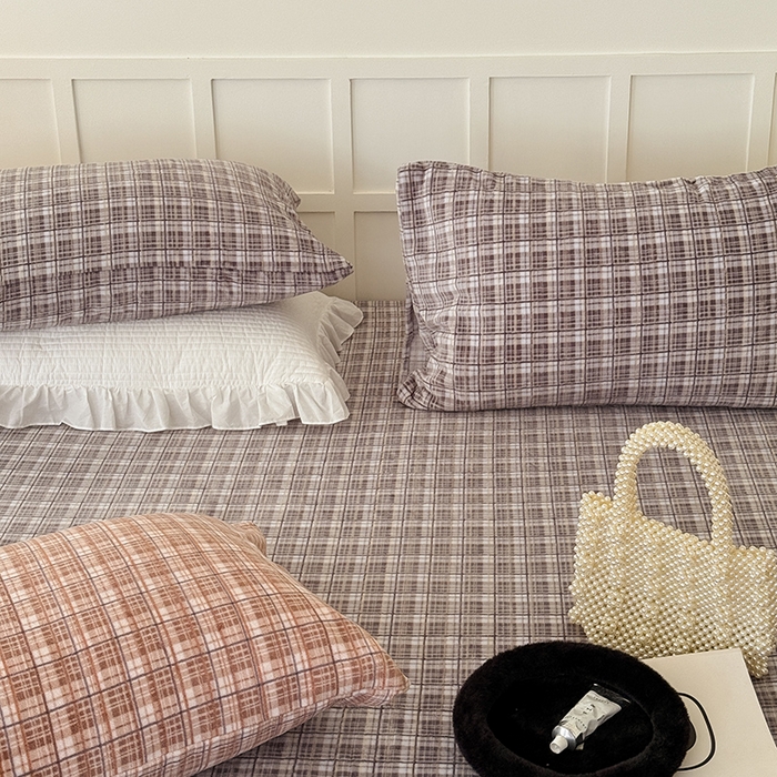 91家纺网 家纺一手货源 找家纺 三朵家纺 2025新款牛奶绒印花单床笠 床笠单件 中古灰格