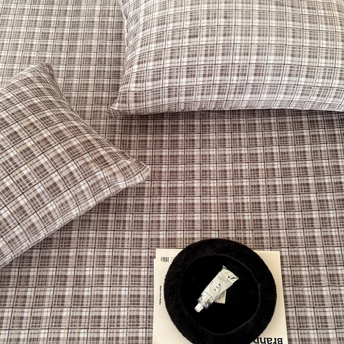 91家纺网 家纺一手货源 找家纺 三朵家纺 2025新款牛奶绒印花单床笠 床笠单件 中古灰格