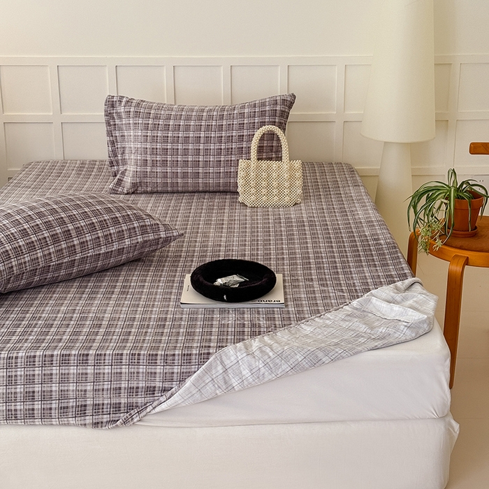 91家纺网 家纺一手货源 找家纺 三朵家纺 2025新款牛奶绒印花单床笠 床笠单件 中古灰格