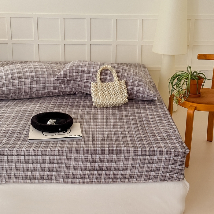 91家纺网 家纺一手货源 找家纺 三朵家纺 2025新款牛奶绒印花单床笠 床笠单件 中古灰格