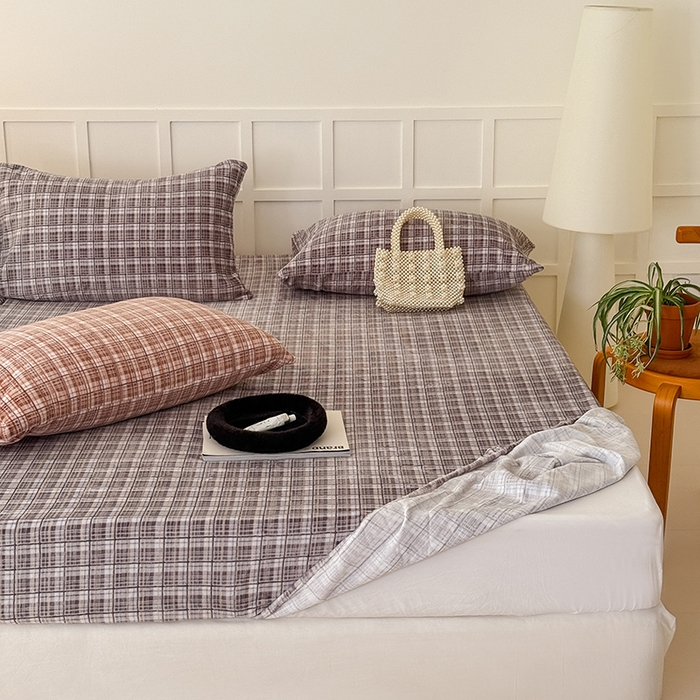 91家纺网 家纺一手货源 找家纺 三朵家纺 2025新款牛奶绒印花单床笠 床笠单件 中古灰格